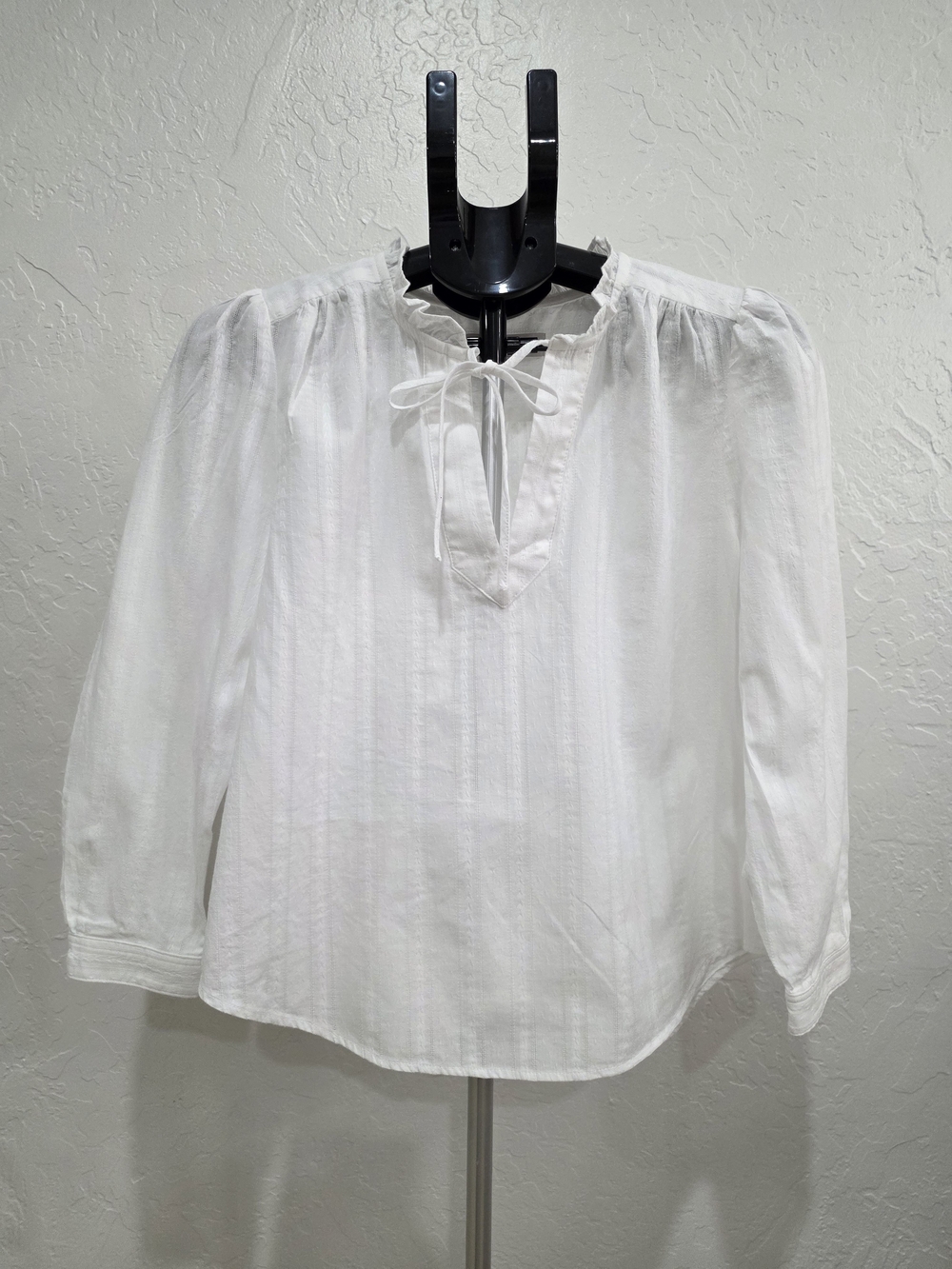 LOFT White Tie-Neck Peasant Blouse